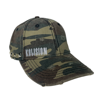 Y2K camo studded duressed hat Kolision Clothing